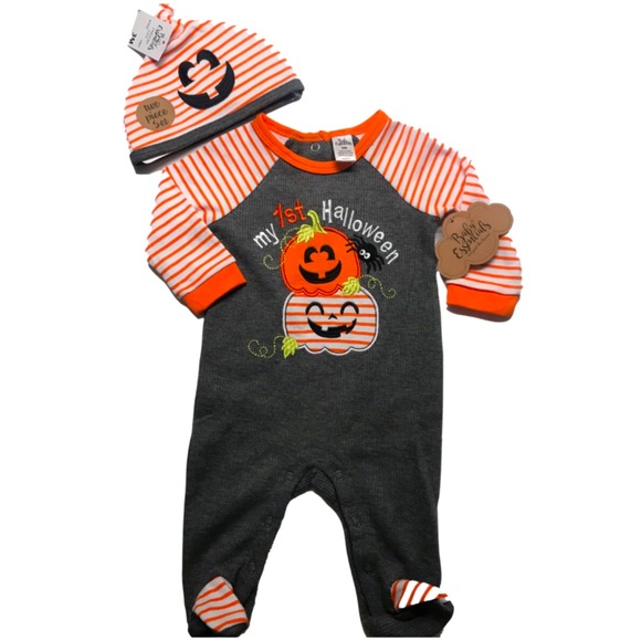 MY 1ST HALLOWEEN BABY FOOTSIE COSTUME & HAT SIZE 3 Months - Picture 2 of 6